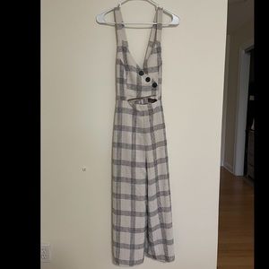 ASOS Criss Cross Back Checked Jumpsuit